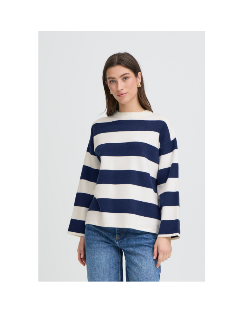 b.young Otari Stripe Sweater in Medieval Blue by b.young