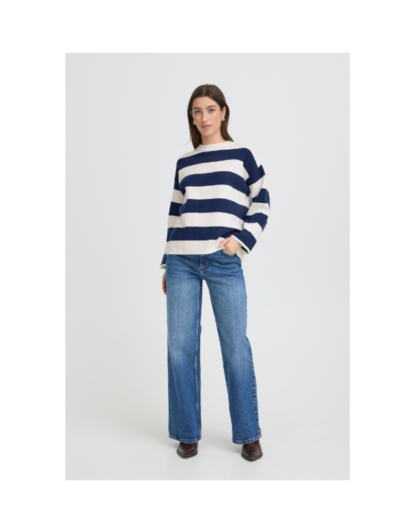 b.young Otari Stripe Sweater in Medieval Blue by b.young