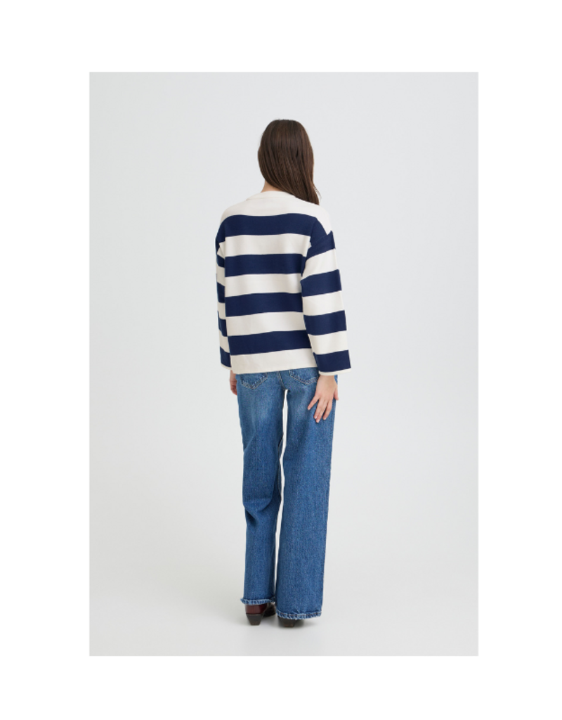 b.young Otari Stripe Sweater in Medieval Blue by b.young