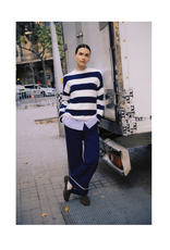 b.young Otari Stripe Sweater in Medieval Blue by b.young