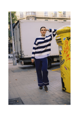 b.young Otari Stripe Sweater in Medieval Blue by b.young