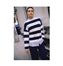 b.young Otari Stripe Sweater in Medieval Blue by b.young