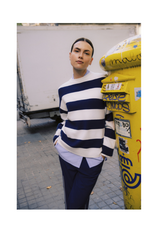 b.young Otari Stripe Sweater in Medieval Blue by b.young