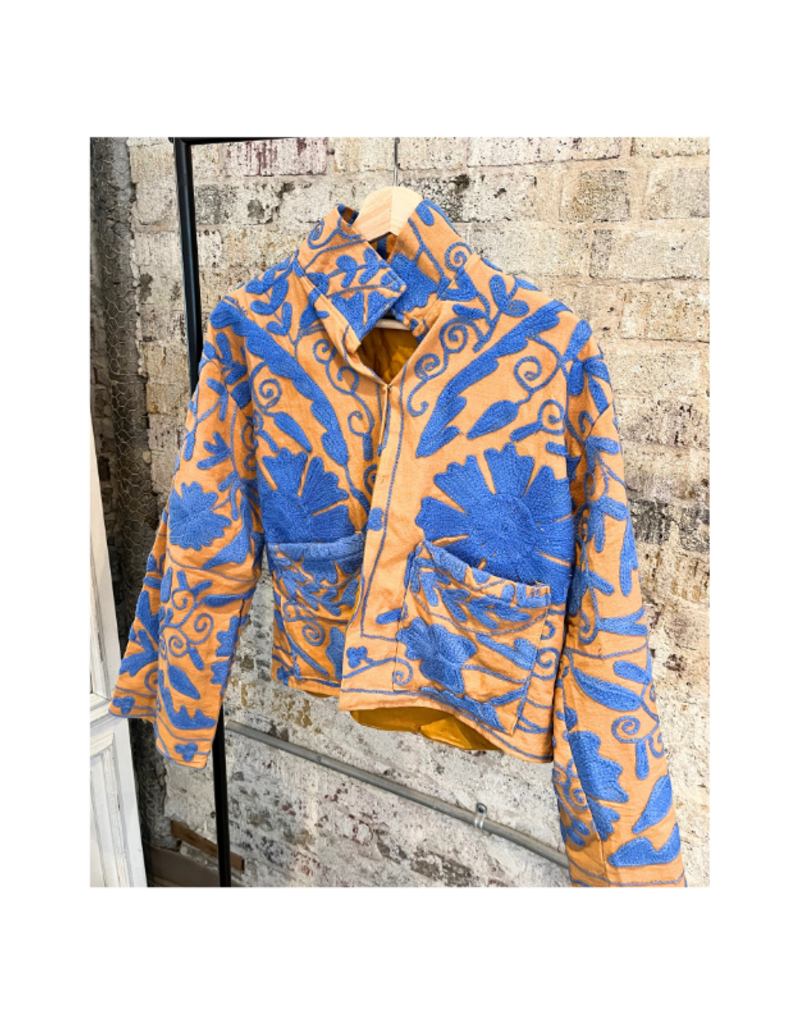 French Toast Isla Cropped Jacket  in Brown Blue by French Toast