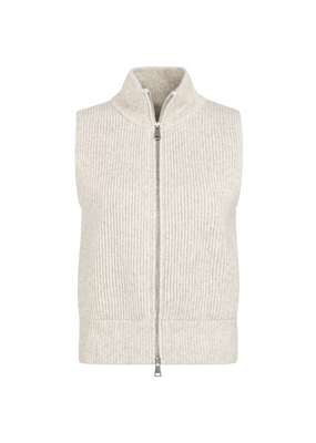YAYA Knitted Sleeveless Cardigan in Heather Grey Melange by YAYA