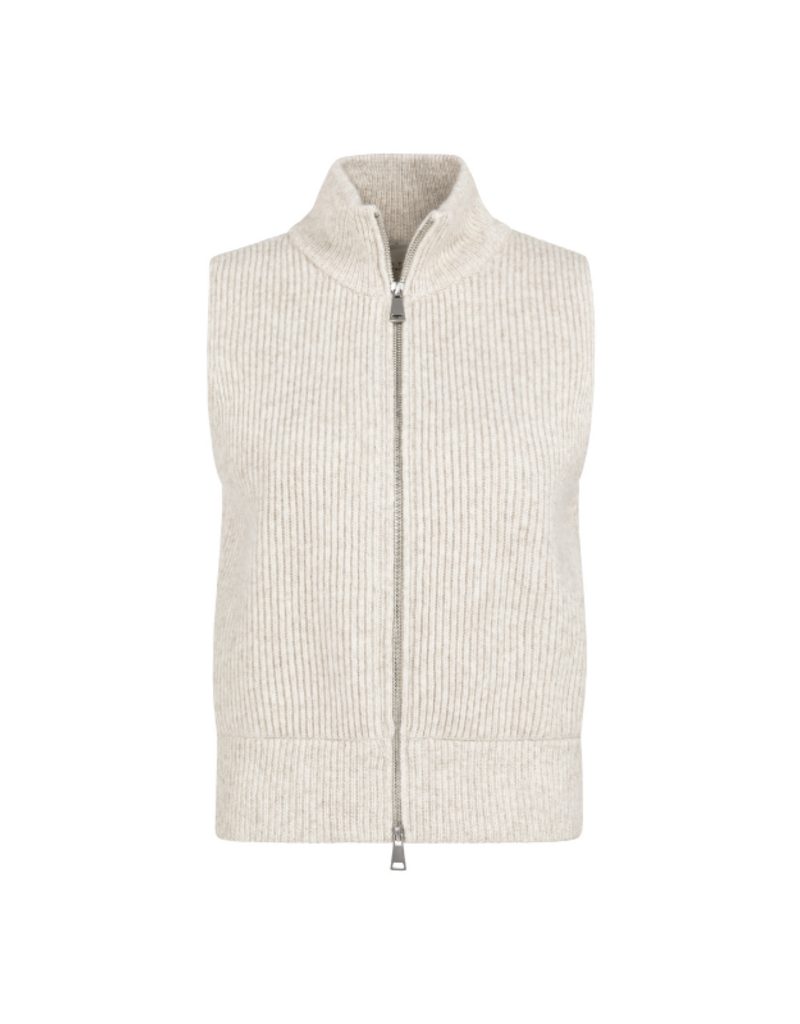 YAYA Knitted Sleeveless Cardigan in Heather Grey Melange by YAYA