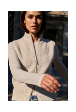 YAYA Knitted Sleeveless Cardigan in Heather Grey Melange by YAYA