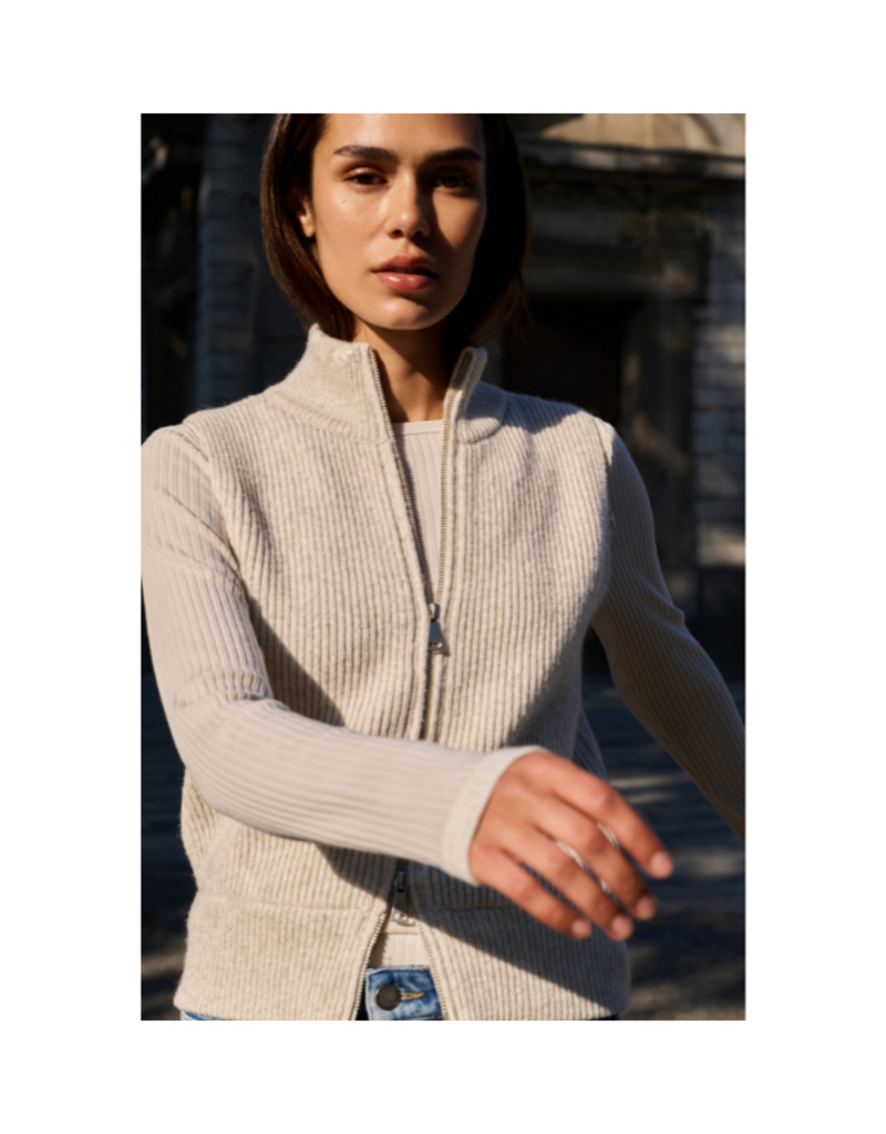 YAYA Knitted Sleeveless Cardigan in Heather Grey Melange by YAYA