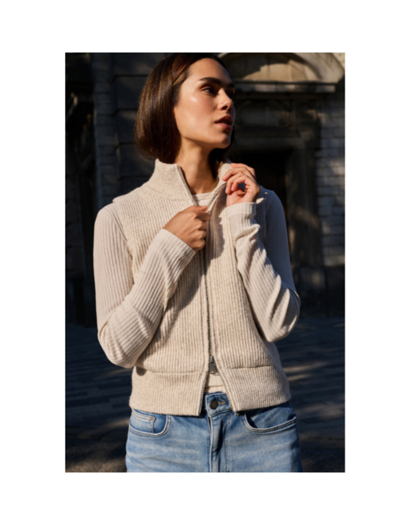 YAYA Knitted Sleeveless Cardigan in Heather Grey Melange by YAYA