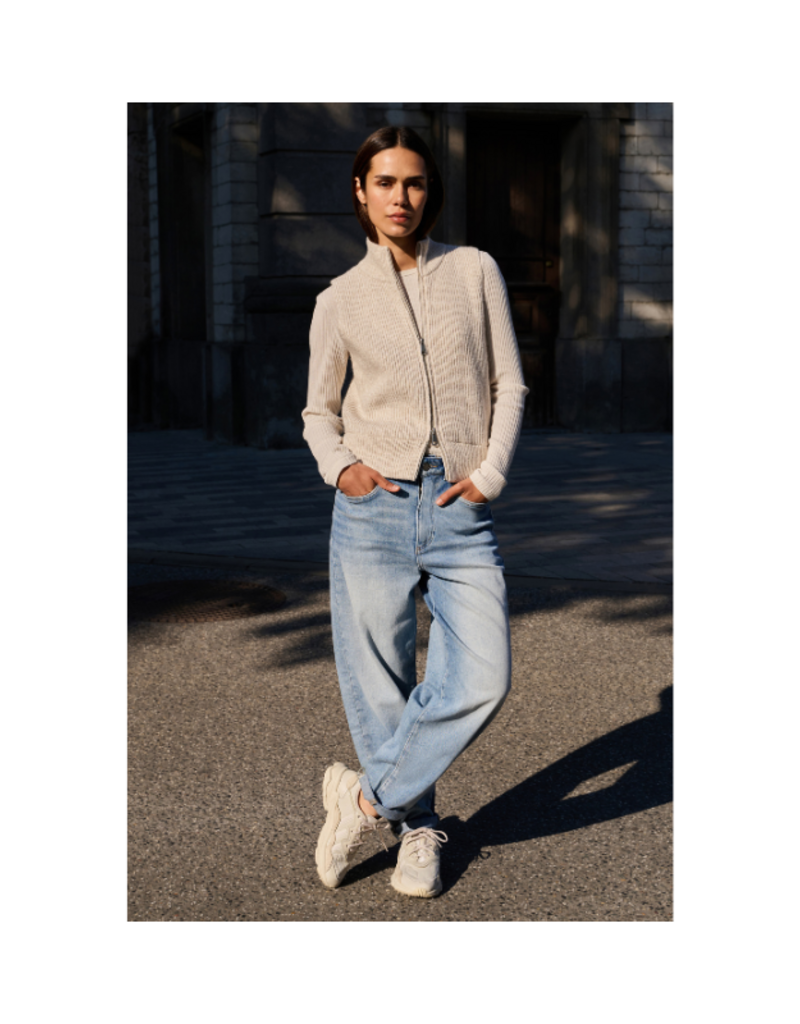 YAYA Knitted Sleeveless Cardigan in Heather Grey Melange by YAYA