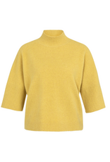 YAYA High Neck Ribbed Sweater in Dried Moss Green Melange by YAYA