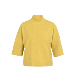 YAYA High Neck Ribbed Sweater in Dried Moss Green Melange by YAYA