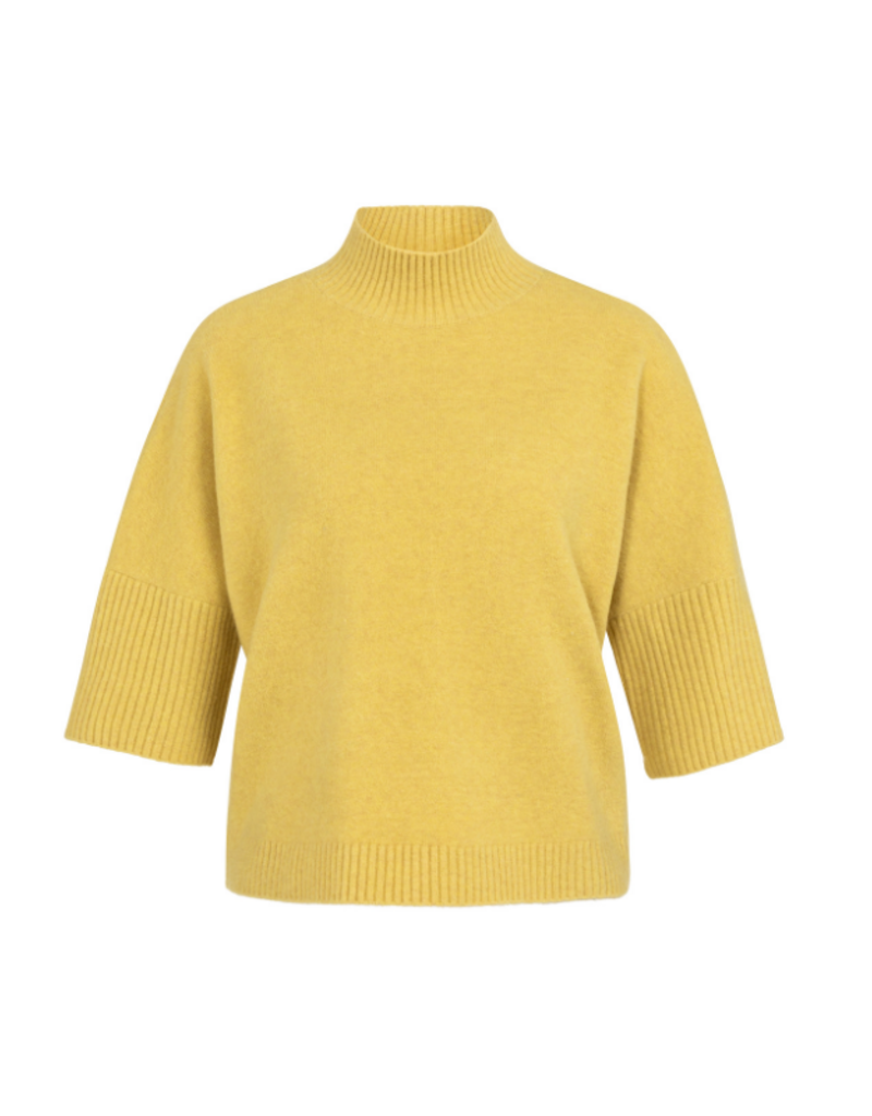 YAYA High Neck Ribbed Sweater in Dried Moss Green Melange by YAYA