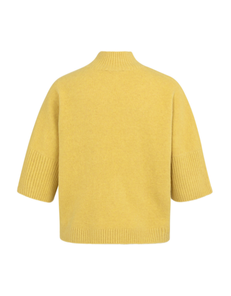 YAYA High Neck Ribbed Sweater in Dried Moss Green Melange by YAYA