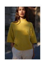 YAYA High Neck Ribbed Sweater in Dried Moss Green Melange by YAYA