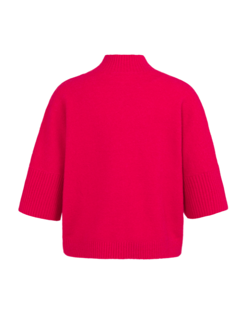 YAYA High Neck Ribbed Sleeve Sweater in Rose Red Melange by YAYA