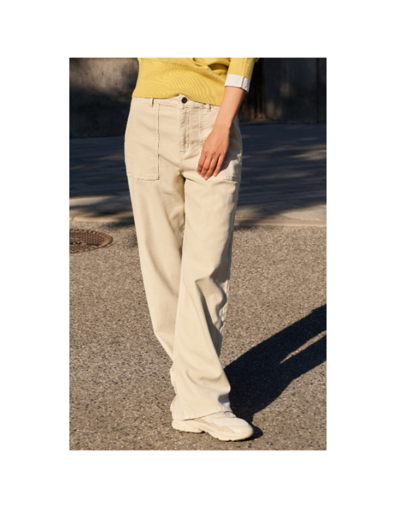 YAYA  Woven Straight Leg Cargo Trouser in Oxford Tan Brown by YAYA