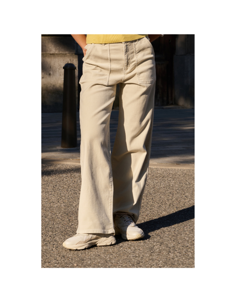 YAYA  Woven Straight Leg Cargo Trouser in Oxford Tan Brown by YAYA