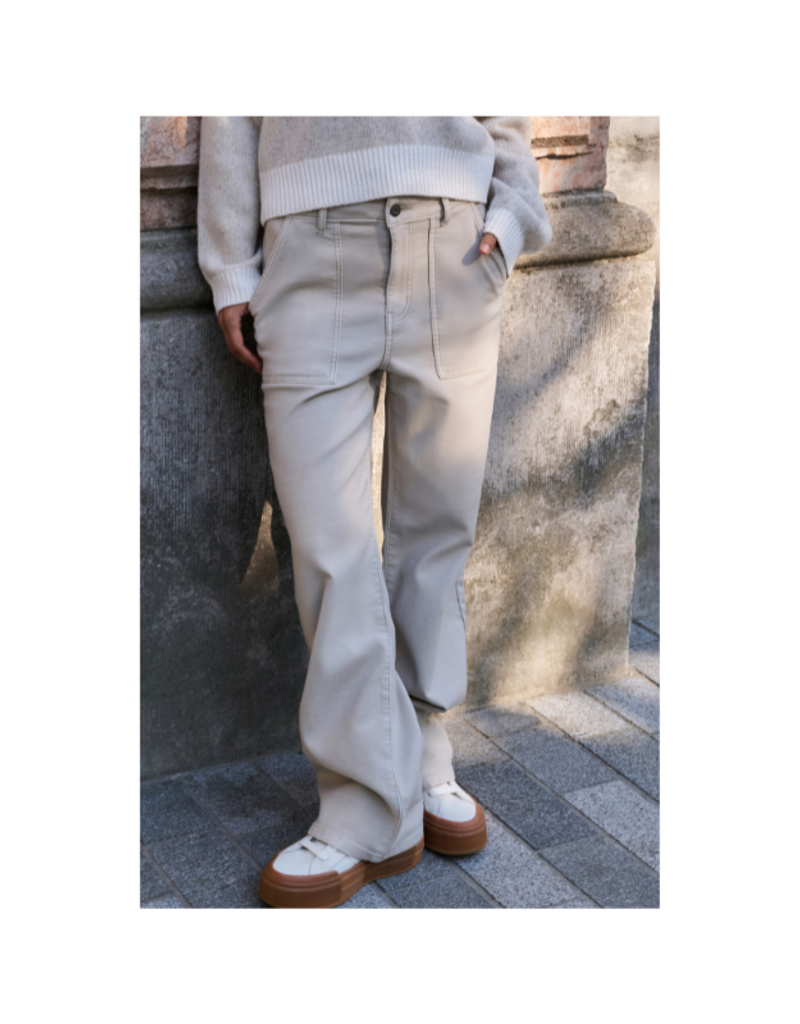 YAYA  Woven Straight Leg Cargo Trouser in Oxford Tan Brown by YAYA