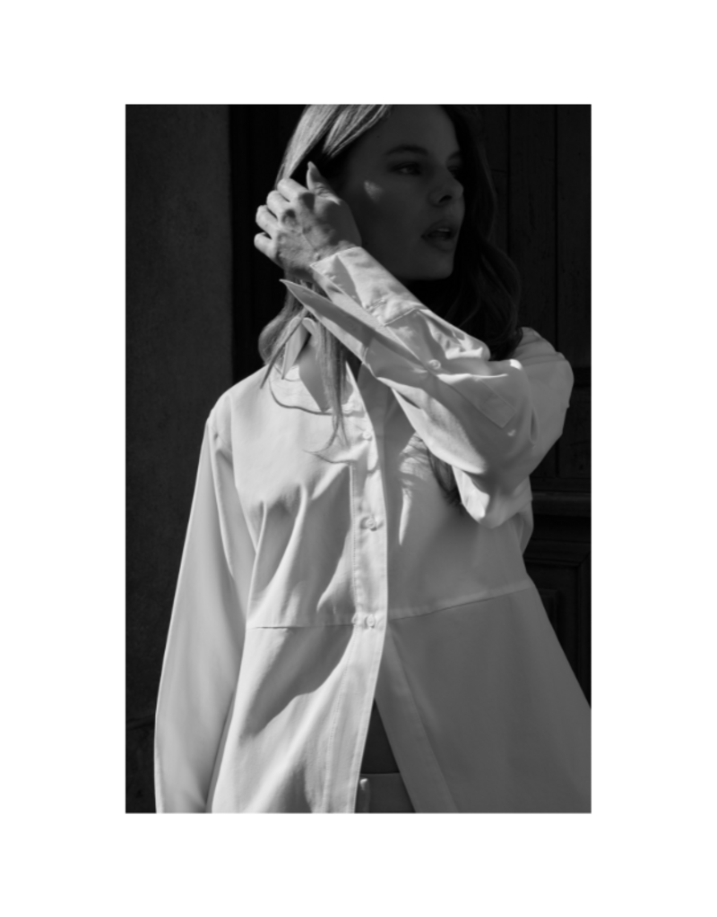 YAYA A-Line Poplin Blouse in Pure White by YAYA