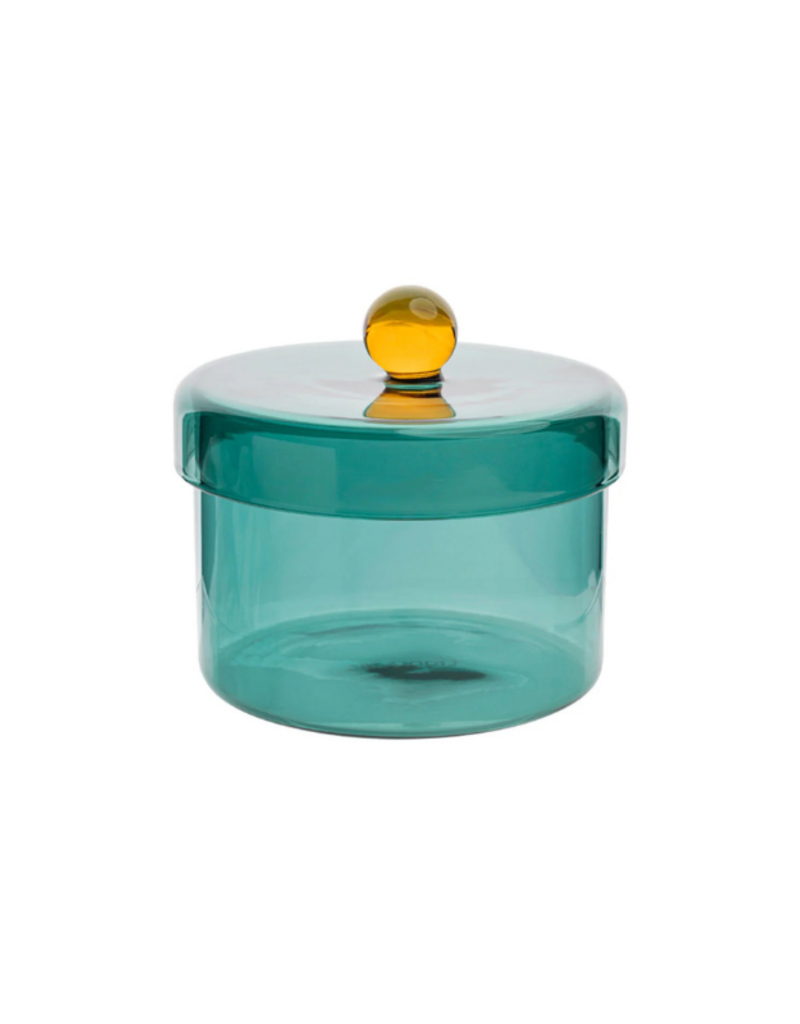 Glass Storage Tin in Green Large