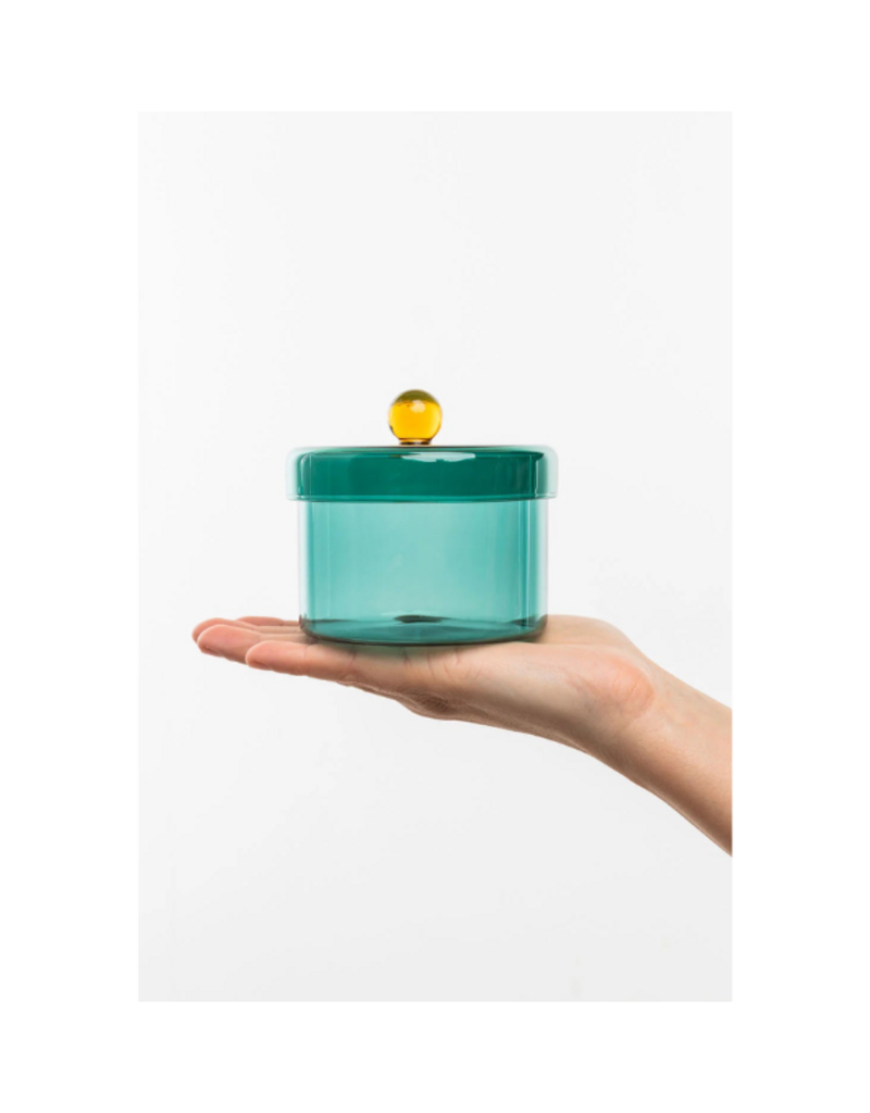 Glass Storage Tin in Green Large