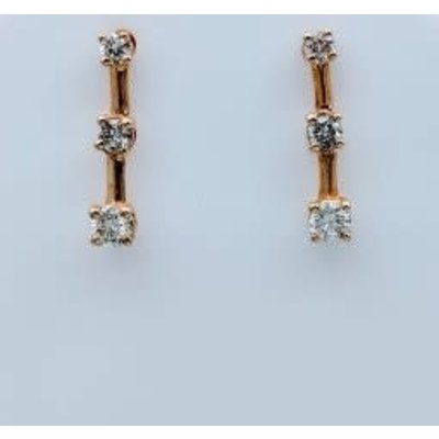 Earrings Diamond 3 Stone Ladder 14Kt Earrings Diamond 3 Stone Ladder 14Kt