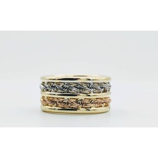 Ring Rope Tri-Tone Double Band sz 6.5 10k 118100355