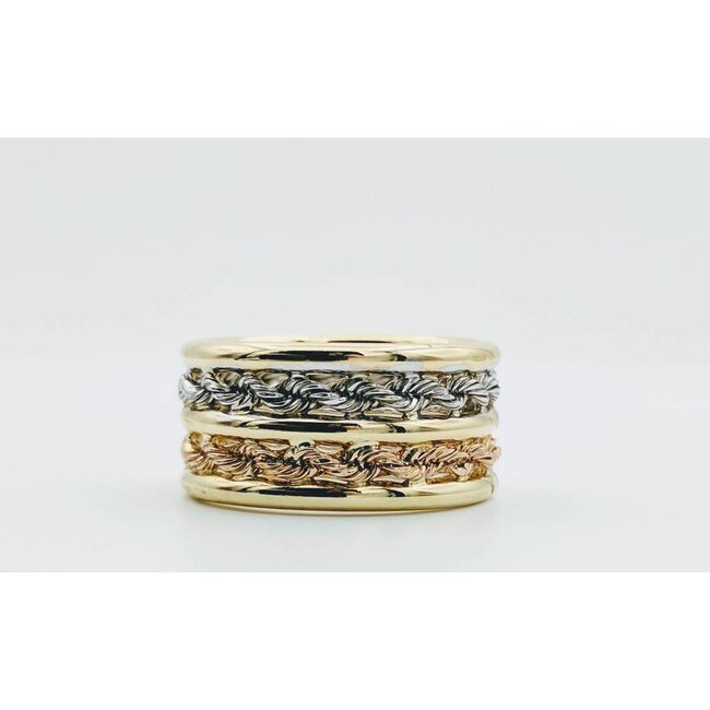 Ring Rope Tri-Tone Double Band sz 6.5 10k 118100355