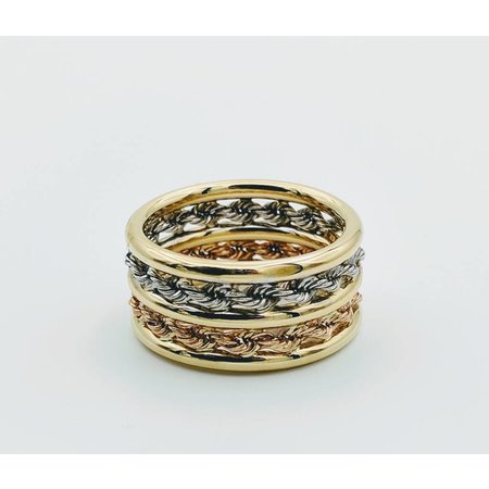 Ring Rope Tri-Tone Double Band sz 6.5 10k 118100355