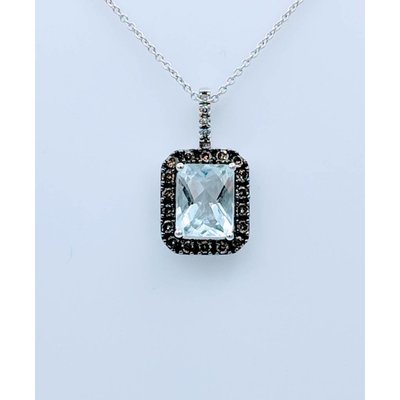 Pendant Effy Aquamarine Congac Diamond 14K 18" Chain Pendant Effy Aquamarine Congac Diamond 14K 18" Chain