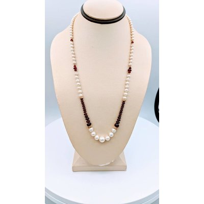 Necklace Pearl & Ruby 14K 18" Necklace Pearl & Ruby 14K 18"