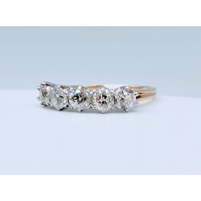 Ring Vintage European Diamond 1.25 ctw Est 14ky & Platinum Sz7 Ring Vintage European Diamond 1.25 ctw Est 14ky & Platinum Sz7