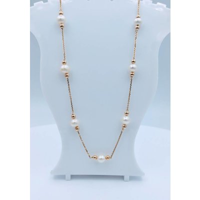 Necklace Pearl Station 14K 17.5" Necklace Pearl Station 14K 17.5"