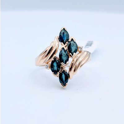 Ring Sapphire Diamond 14KY SZ 5.5 Ring Sapphire Diamond 14KY SZ 5.5