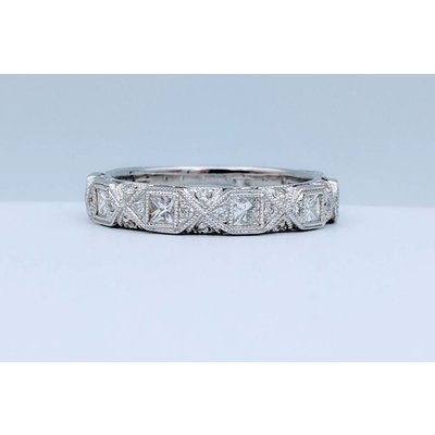 Ring Diamond Band Princess & Round 14KW SZ6 Ring Diamond Band Princess & Round 14KW SZ6