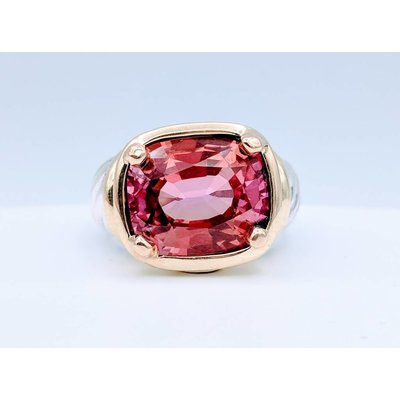Ring Yurman w/Lab Padpa Sapphire SS/18K SZ 7 Ring Yurman w/Lab Padpa Sapphire SS/18K SZ 7