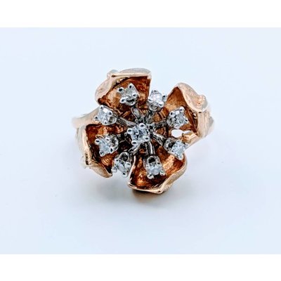 Ring Diamond Floral 14K SZ 6 418110018 v Ring Diamond Floral 14K SZ 6 418110018 v