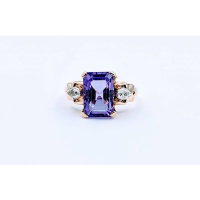 Ring Vintage Amethyst Diamond 10K Sz 7 118120018 Ring Vintage Amethyst Diamond 10K Sz 7 118120018