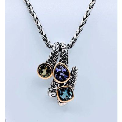 Pendant Effy Peridot,Amy,Topaz SS/18k W/Chain 219020022 Pendant Effy Peridot,Amy,Topaz SS/18k W/Chain 219020022