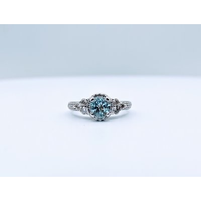 Ring Aqua Dia .50ctw Halo 14kw Sz 5 Ring Aqua Dia .50ctw Halo 14kw Sz 5