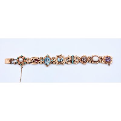 Bracelet Victorian Slide 14K 7" 8 Charms 219030003 Bracelet Victorian Slide 14K 7" 8 Charms 219030003