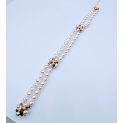 Bracelet Pearl Dbl Strand with 14ky Details 7" 219030051 Bracelet Pearl Dbl Strand with 14ky Details 7" 219030051