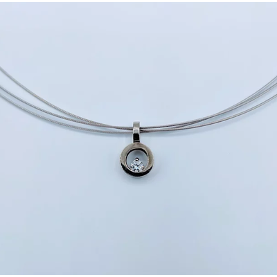 Necklace 3-Strand Cable w/Diamond Pend 14k 219040071 Necklace 3-Strand Cable w/Diamond Pend 14k 219040071