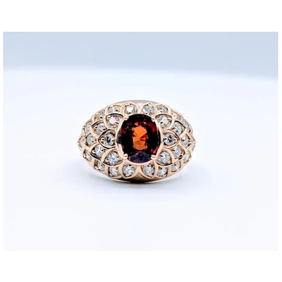 Ring Spessertite Garnet and Diamond 14k Sz7 219040055 Ring Spessertite Garnet and Diamond 14k Sz7 219040055
