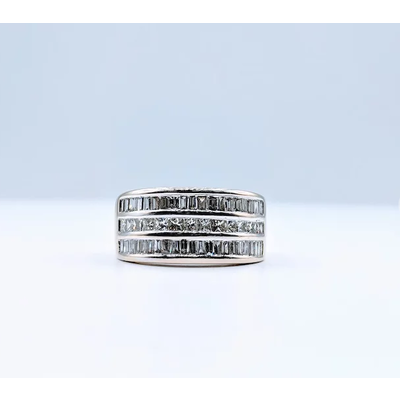 Ring 3-Row Diamond Band 1.20ctw 18k Sz7 219040046 Ring 3-Row Diamond Band 1.20ctw 18k Sz7 219040046