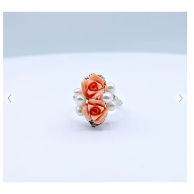 Ring Coral and Pearl 14kw Sz6.5 219030058 Ring Coral and Pearl 14kw Sz6.5 219030058