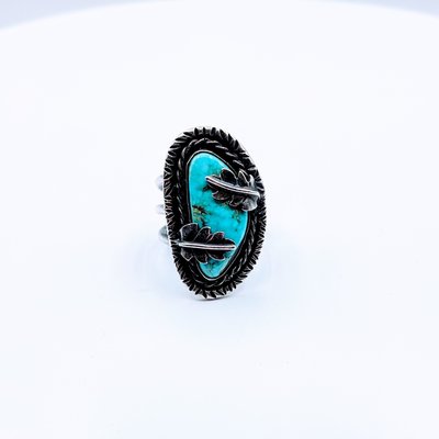 Ring Native American Turquoise Leaf SS Sz7.5 219050049 Ring Native American Turquoise Leaf SS Sz7.5 219050049
