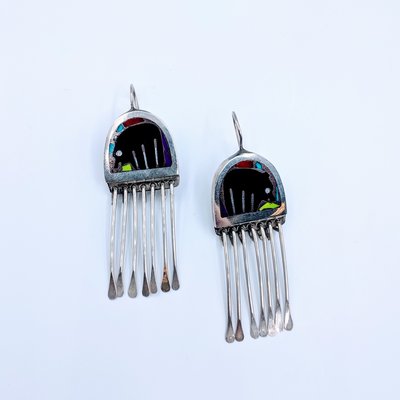 Earrings Zuni Bear Multi Stone SS 219050064 Earrings Zuni Bear Multi Stone SS 219050064