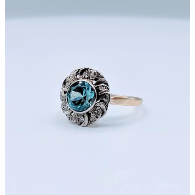 Ring Blue Zircon & Dia 14ky Sz6 119050047 Ring Blue Zircon & Dia 14ky Sz6 119050047